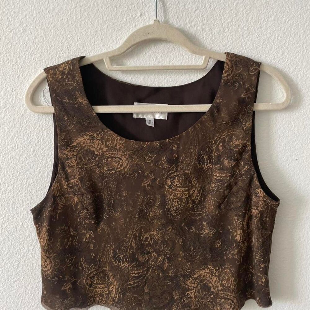 Studio I Y2K Tank Top Women's 14 Paisley Floral 2000s Vintage Cropped Pattern